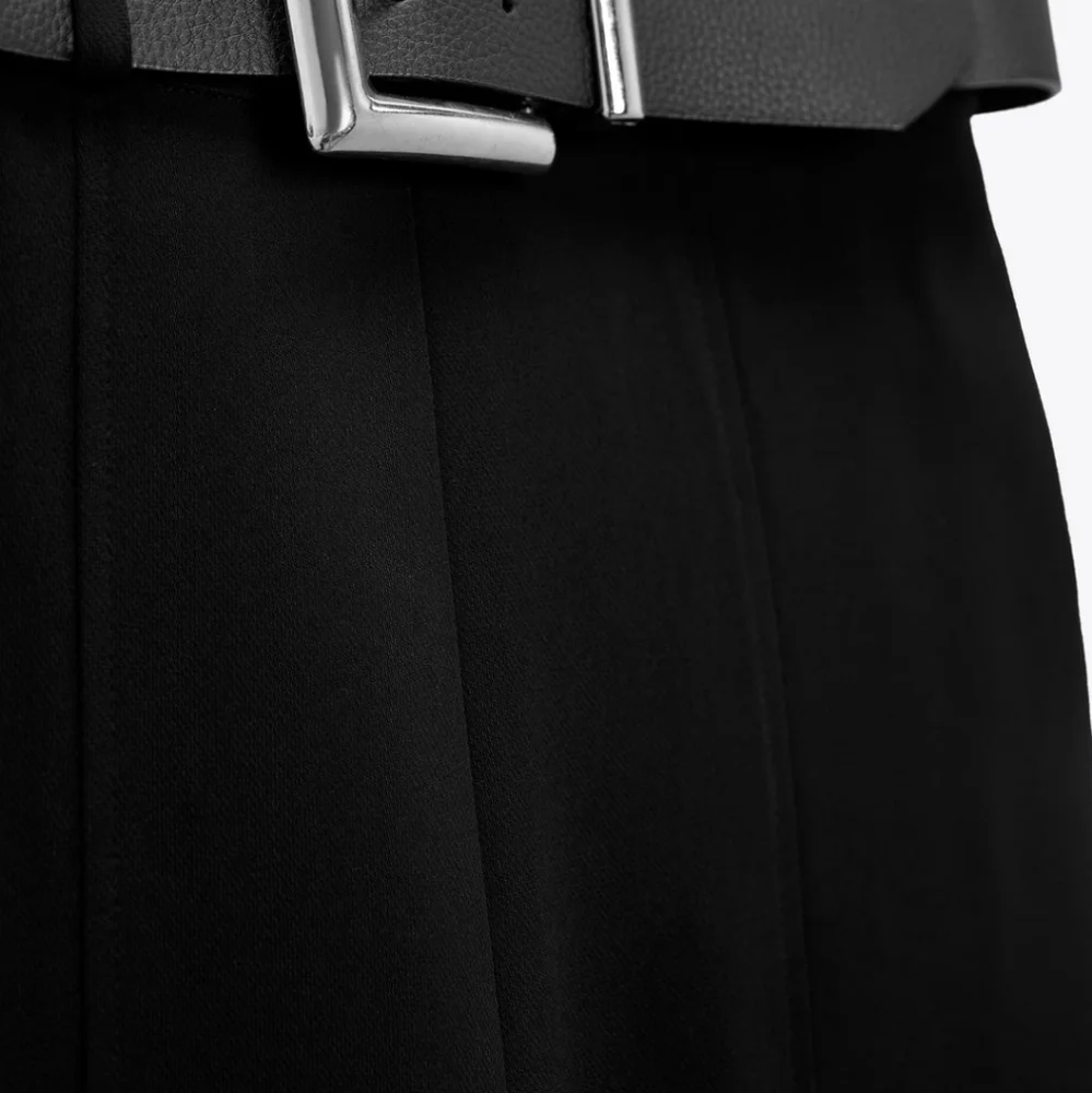 Zara * High Waist Belted Flare Pants Black Size XS
